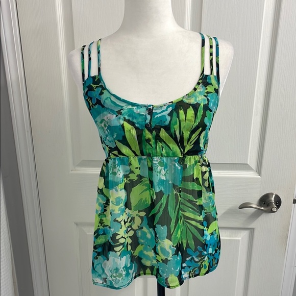 Aeropostale Blue and Green Tank Top with Criss Cross Straps - Picture 5 of 8